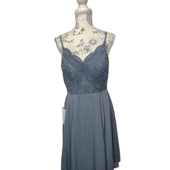 JJs House A-Line V-neck Knee-Length Chiffon Lace Bridesmaid Dress Size 8 NWT - Picture 5 of 11